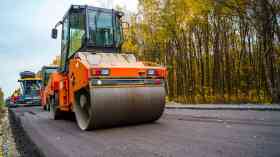 Road construction in the forest.