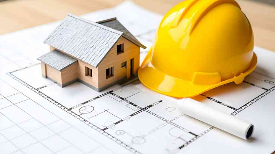 Model house and construction hat.