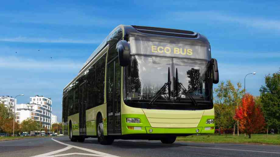 Electric bus on road.