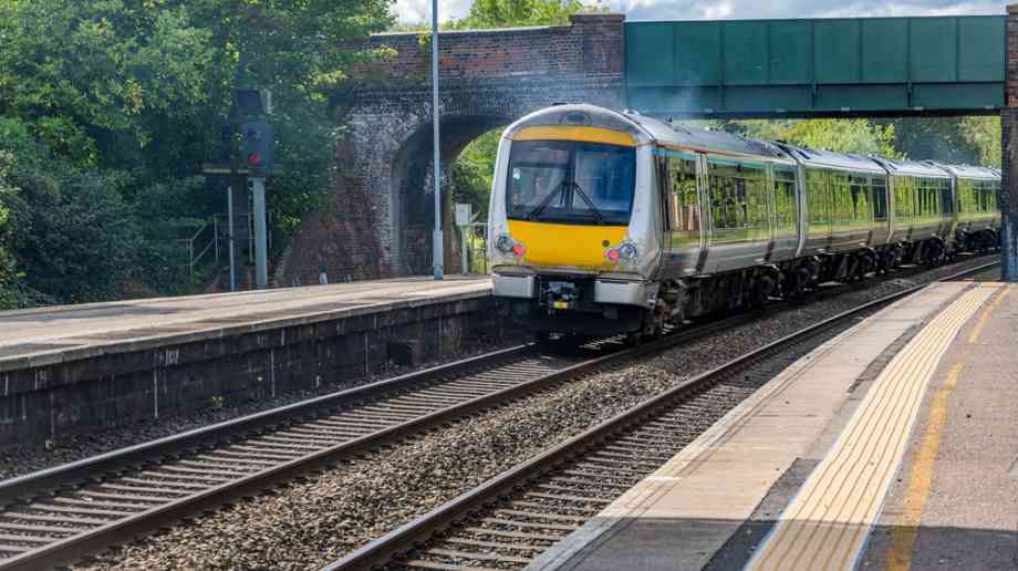 Train in rural West Midlands.