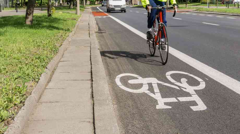 Cyclist in cycle lane Cyclist in cycle lane