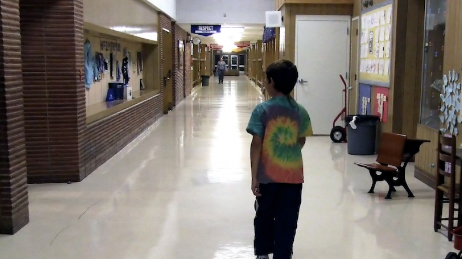 Child in a school corridor