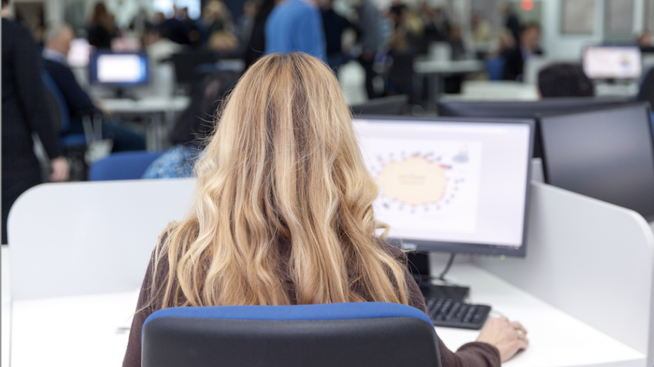 A person working at a computer